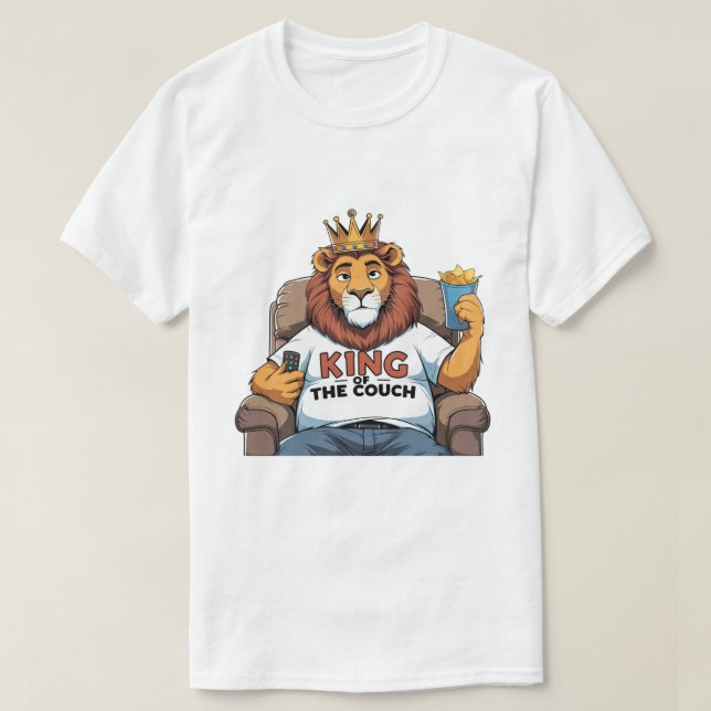 Funny Lion Vater T - Shirt - King of the Couch (Design vorne)