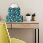 Funny Little Cartoon Monsters Boys Birthday Geschenkpapier<br><div class="desc">Add a monstrous touch to gifts with this cute wrapping paper. With it's all over pattern of cute monsters in shades of blue,  teal and yellow against a navy blue background it's perfect for little boys.</div>