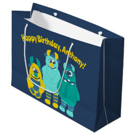 Funny Little Cartoon Monsters Boys Birthday Große Geschenktüte