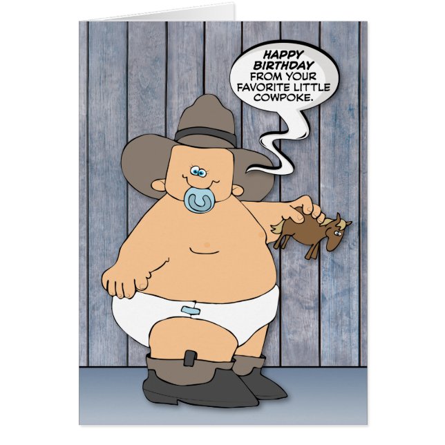 Funny "Little Cowpoke" Inner Child Geburtstagskart (Vorne)