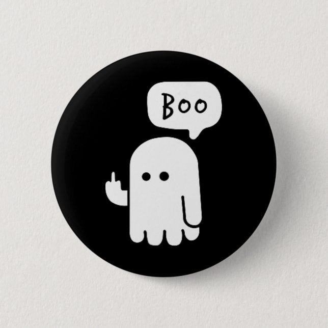 Funny Little Middle Fingers Niedlich Ghost Boojee  Button (Vorderseite)