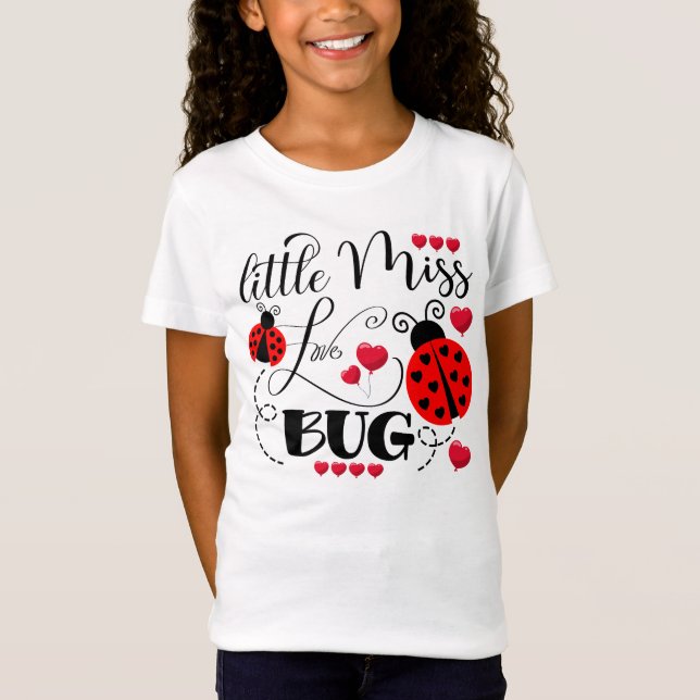 Funny Little Miss Liebe Bug Niedlicher Valentinsta T-Shirt (Vorderseite)