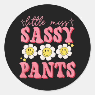 Funny Little Miss Sy Pants zurück zu Schulmädchen Runder Aufkleber