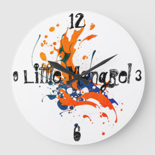 Funny Little Mongrel Round Clock Große Wanduhr