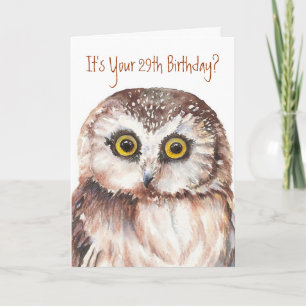 Funny-Little Owl, 29. Geburtstag Karte