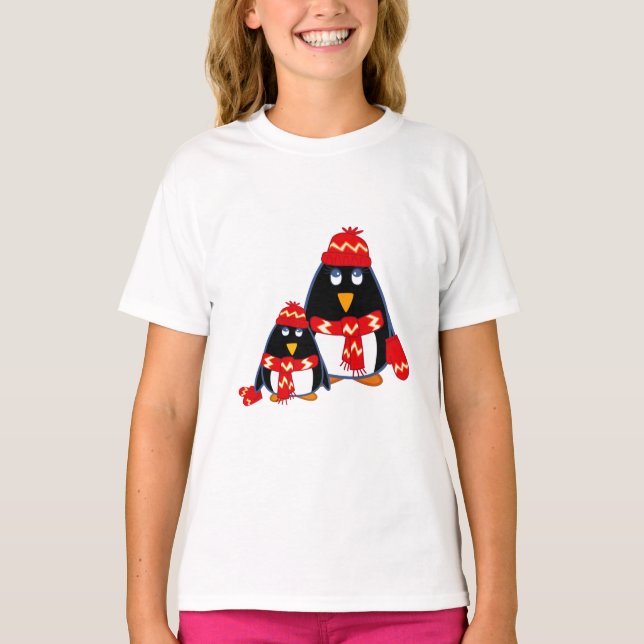 Funny Little Penguins Weihnachtsgeschenk Hoodie (Vorderseite)