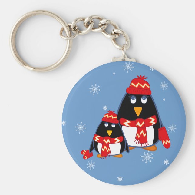 Funny Little Penguins Weihnachtsgeschenk Schlüsselanhänger (Vorne)