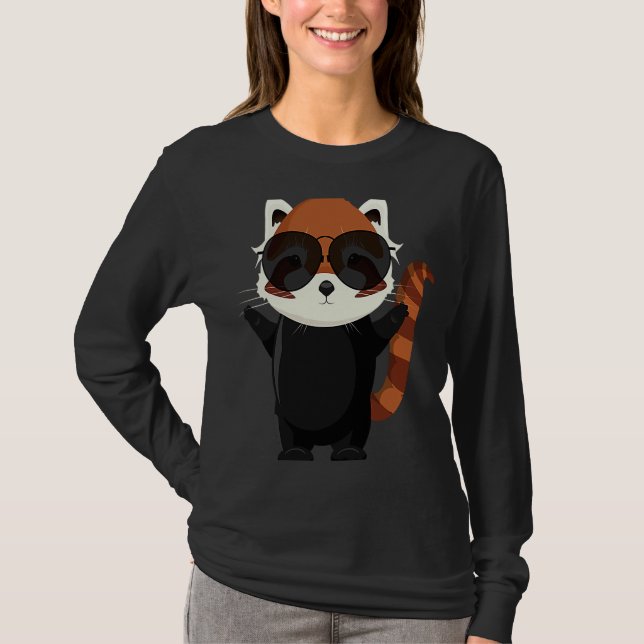 Funny little red panda bear with sunglasses T-Shirt (Vorderseite)