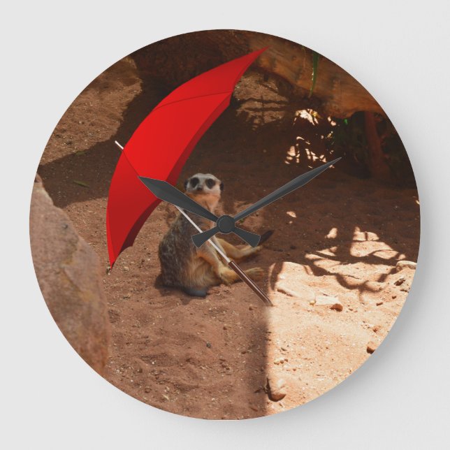 Funny Little Sun Smart Meerkat, Große Wanduhr (Vorderseite)