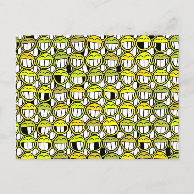 Funny Little Yellow Faces Pattern Postkarte (Vorderseite)