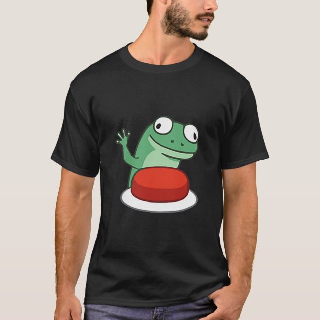 Funny Lizard Button Meme T-Shirt (Vorderseite)