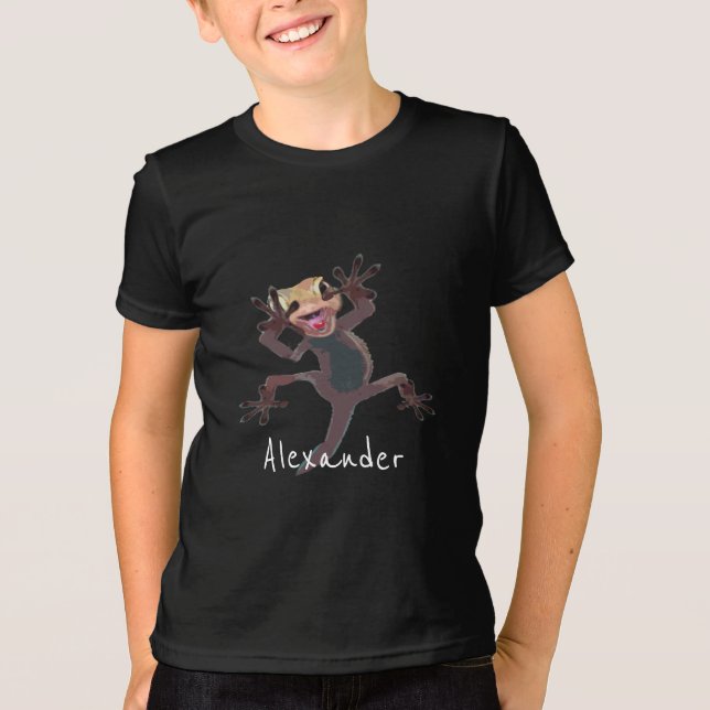 Funny Lizard Gecko Boys Custom T-Shirt (Vorderseite)