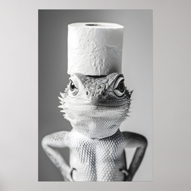 Funny Lizard Toilet Paper Roll Bathroom Print Poster (Vorne)