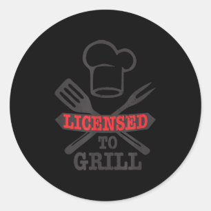 Funny lizenziert, Grill Grillen Grill Fleisch Vate Runder Aufkleber