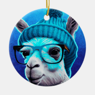 Funny Llama Alpaca Niedlicher Tiere Beanie Hat Gla Keramik Ornament