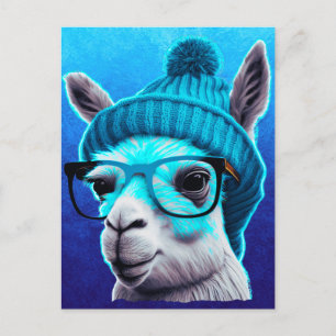 Funny Llama Alpaca Niedlicher Tiere Hats Glasses Postkarte