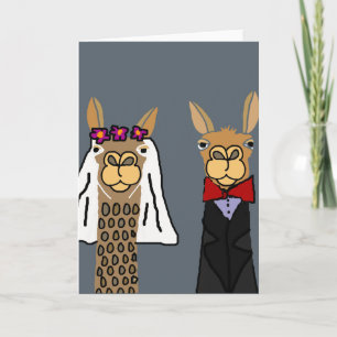 Funny Llama Bride und Groom Wedding Art Karte