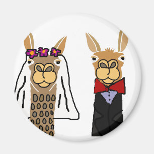 Funny Llama Bride und Groom Wedding Art Magnet
