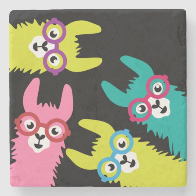 Funny Llama Colorful Camelid Steinuntersetzer (Vorderseite)