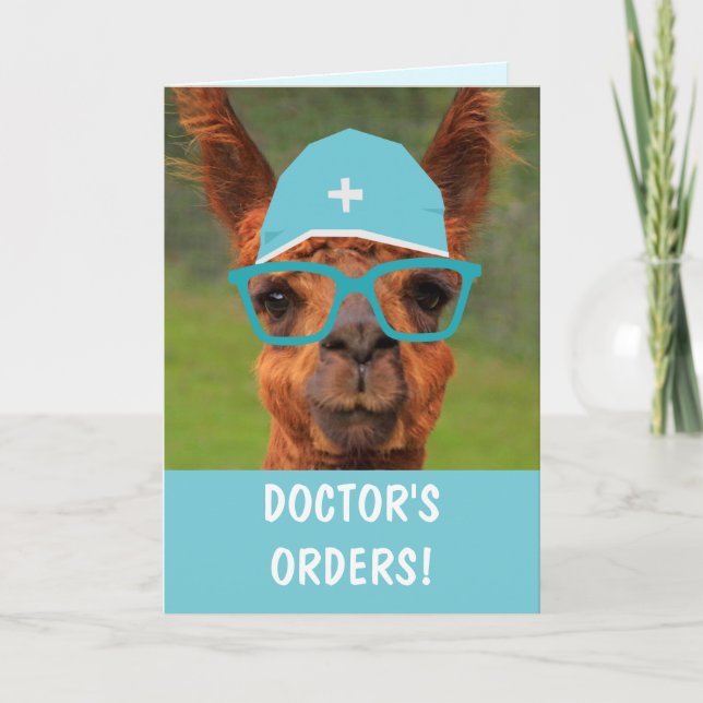 Funny Llama Doctor's Orders werden gut Karte (Vorderseite)