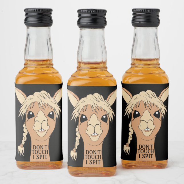 Funny Llama Don't Touch I Spit Alkoholflaschenetikett (Flaschen)