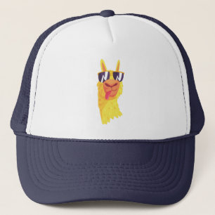 Funny Llama Gesicht mit Brille Trucker Hut Truckerkappe