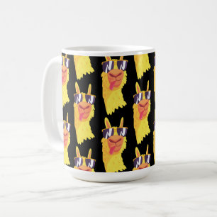 Funny Llama Gesicht mit Brillenmuster Kaffeetasse