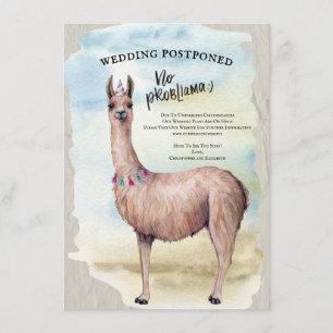 Funny Llama Hochzeit verschoben Datum Wasserfarbe Einladung