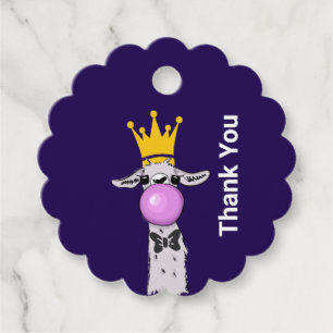 Funny Llama Illustration bläst eine rosa Blase Geschenkanhänger