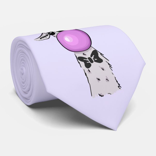Funny Llama Illustration bläst eine rosa Blase Krawatte (Gerollt)