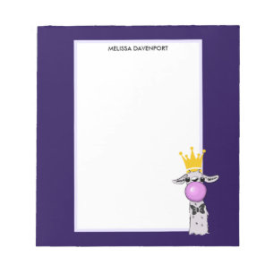 Funny Llama Illustration bläst eine rosa Blase Notizblock