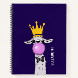 Funny Llama Illustration bläst eine rosa Blase Notizbuch