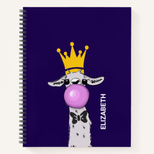 Funny Llama Illustration bläst eine rosa Blase Notizbuch
