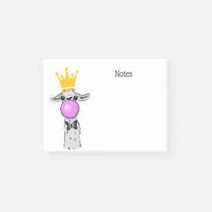 Funny Llama Illustration bläst eine rosa Blase Post-it Klebezettel