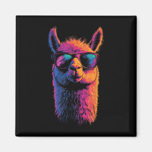 Funny Llama mit den Sungles farbenfroh ohne Drama Magnet