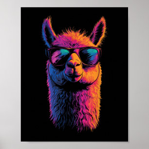 Funny Llama mit den Sungles farbenfroh ohne Drama Poster