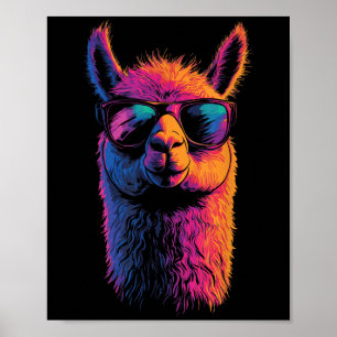 Funny Llama mit den Sungles farbenfroh ohne Drama Poster