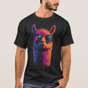 Funny Llama mit den Sungles farbenfroh ohne Drama T-Shirt