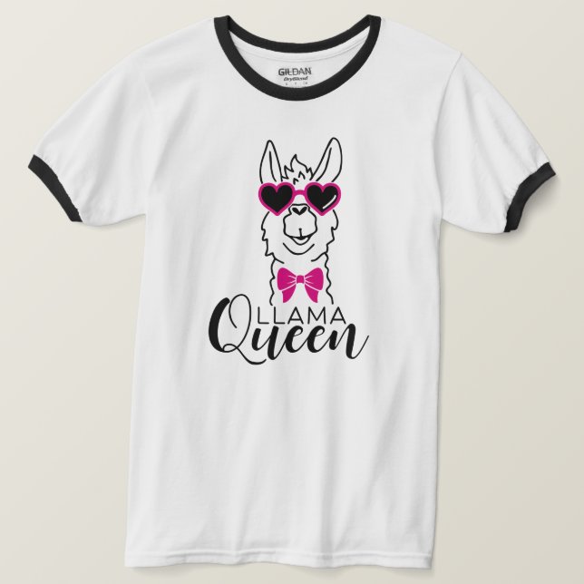 Funny llama Queen T - Shirt für Mädchen (Design vorne)