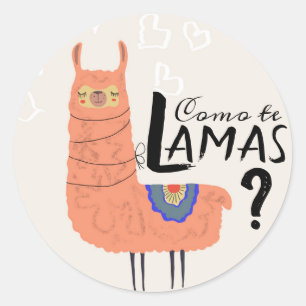 Funny Llama Runder Aufkleber