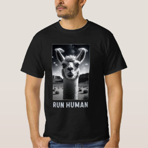 Funny Llama Selfie UFO Quirky Kunst T-Shirt