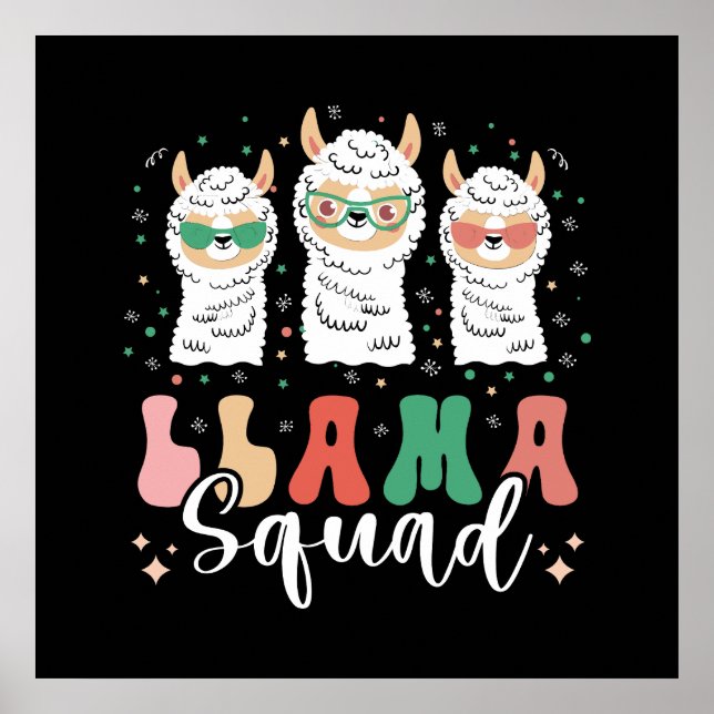 Funny Llama Squad Sonnenbrille Cool Llamas Retro Poster (Vorne)