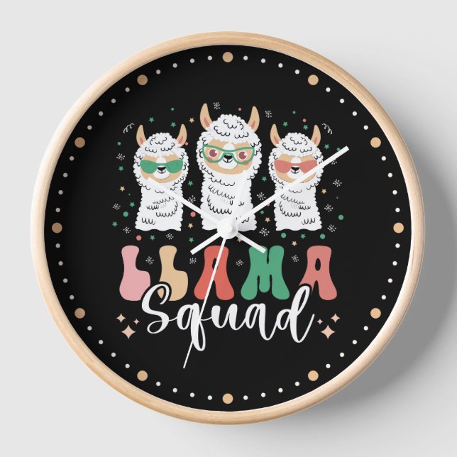 Funny Llama Squad Sonnenbrille Cool Llamas Retro Uhr (Vorderseite)