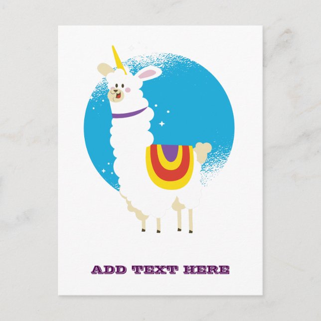 Funny Llama Unicorn Alpaca Kawaii Niedlicher Name Postkarte (Vorderseite)