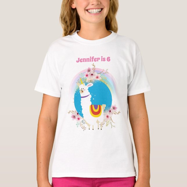 Funny Llama Unicorn Alpaca Kawaii Niedlicher Name T-Shirt (Vorderseite)