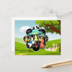 Funny Llama vs Evil Tintenfisch Epic Space Battle Postkarte