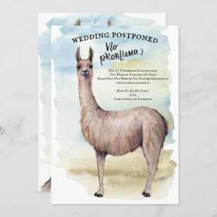 Funny Llama Watercolor Hochzeit verschoben Einladung
