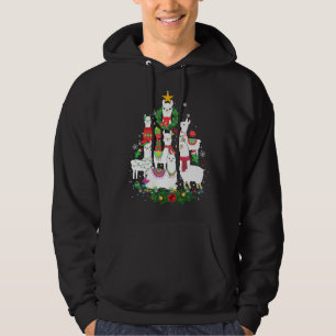Funny Llama Weihnachtsbaum Alpaca Xmas Lights Holi Hoodie