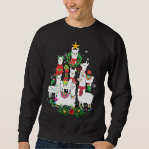 Funny Llama Weihnachtsbaum Alpaca Xmas Lights Holi Sweatshirt