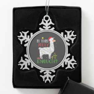Funny Llama Weihnachtsfeiertag ist dieser Jolly ge Schneeflocken Zinn-Ornament